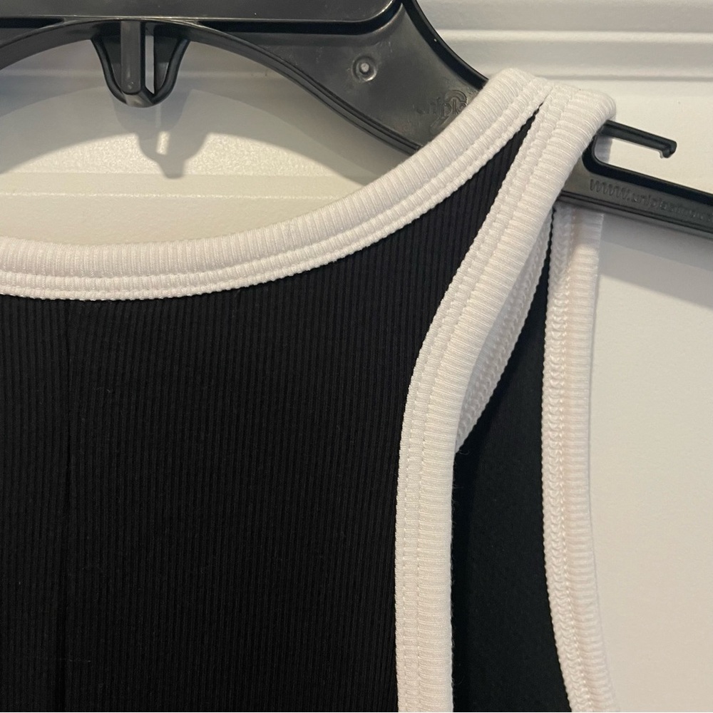 Athleta black white trim Signature Rib Maxi Dress Women Medium NWT - Picture 9 of 15